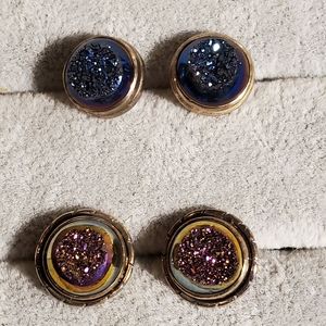 Sterling titanium druzy earrings